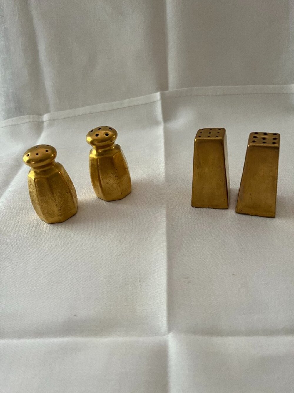 Vintage Gold Porcelain Salt & Pepper Shakers